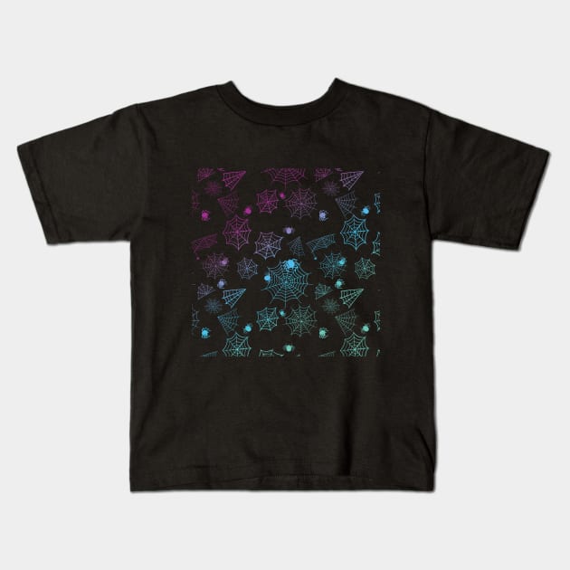 Spider web rainbow pattern Kids T-Shirt by UniFox